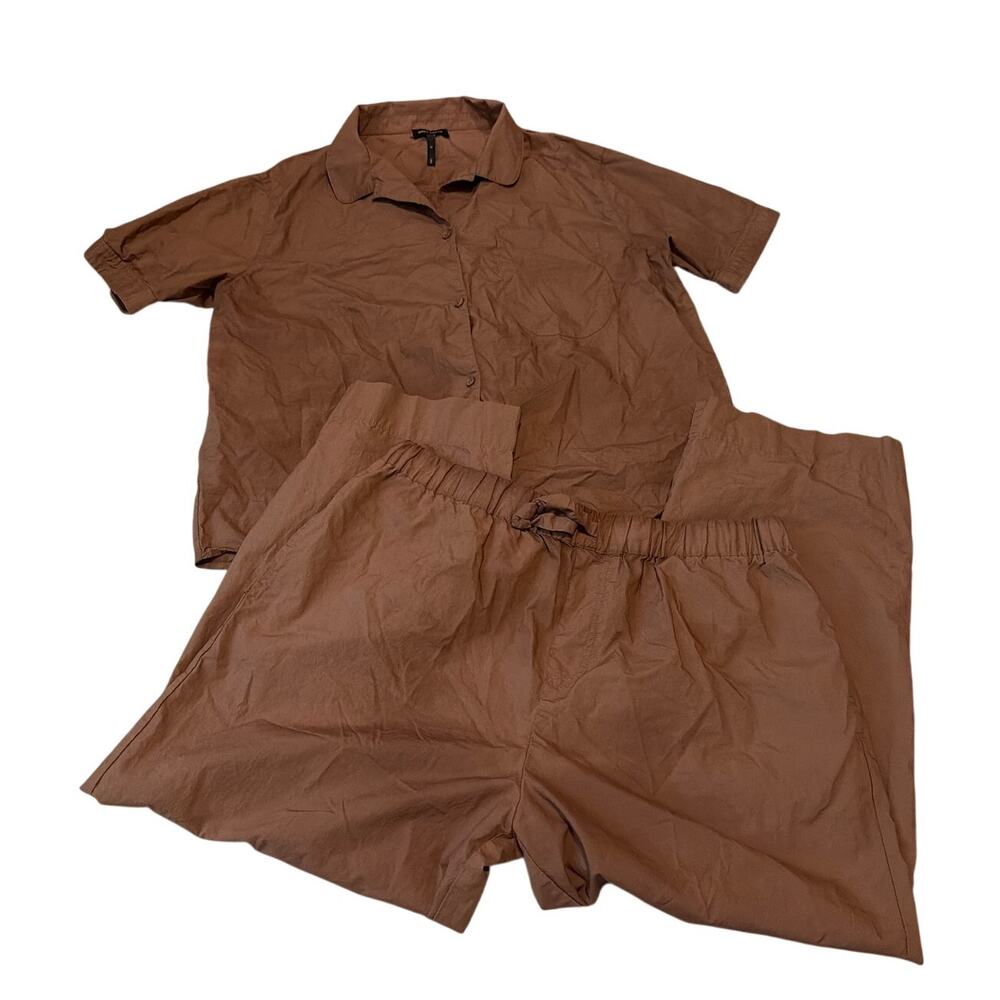 Cozy Earth Sutton Pajama Set - Short Sleeve Top & Cropped Pants - Cocoa Size Med